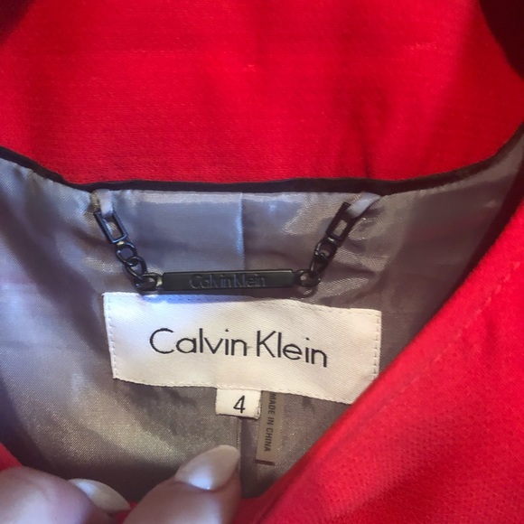 Calvin Klein red blazer w/black skirt - Picture 2 of 6